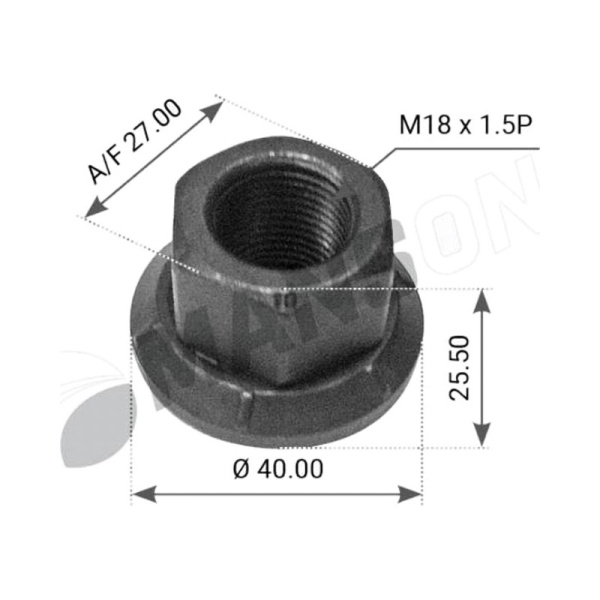 Гайка колесная с вращающейся юбкой M18x1.5 H=18 SW27 \MAN/Volvo/BPW/RVI/Iveco-Magirus