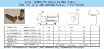 Заклепки 6x12 сталь, трубчатые (100 шт, прямая)