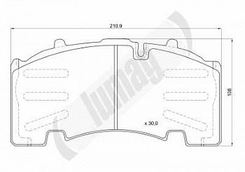 Колодки дисковые 29171 SAF (211x108x30) Knorr с вырезом