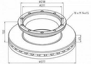 Диск тормозной 377x45x132 MB