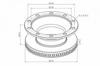 Диск тормозной 375x335x45/168.5 Schmitz