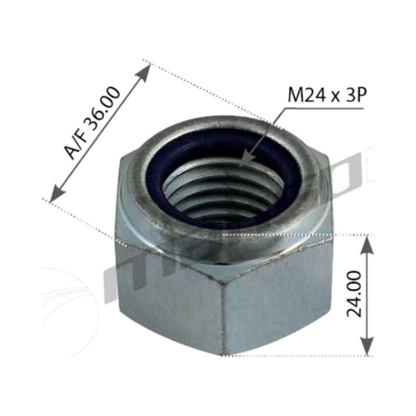 Гайка M24x3 H=18/24 SW36 ROR болта амортизатора