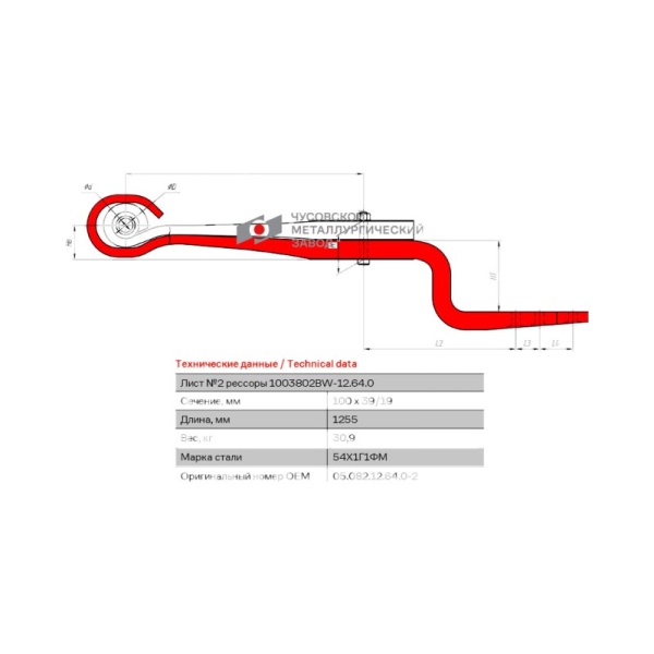 Лист полурессоры  подкоренной 2/38x82x100 500+470/320/50/70 Kr150 S30/-- \BPW