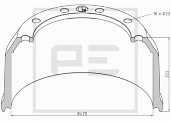 Барабан тормозной 420x192(180)x253 BPW