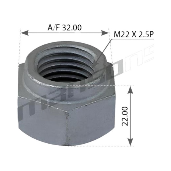 Гайка M22*2,5 BPW стремянки (низкая самоконтрящаяся)