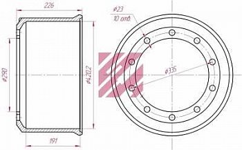Барабан тормозной 420х180(180)x228 BPW под 2-х сторонюю шпильку