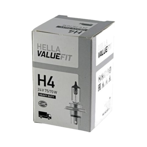 Лампа галоген 24V Н4 75/70W HELLA P43T-38  VALUEFIT