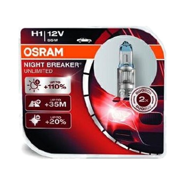 Лампа галоген 12V H1 55W (P14,5s) NIGHT BREAKER UNLIMITED (коробка 2шт.)