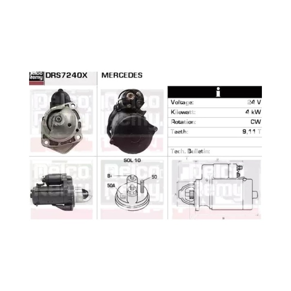 Стартер 24V 4.0KW OM-904 Atego/MB811