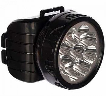 Фонарь Трофи Акку налобный 4V0.9Ah, 9xLED, ЗУ 220V, карт