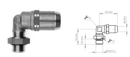 Соединитель (бронза) L-образный / M12 - 10мм
