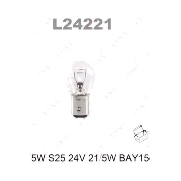 Лампа 24V P21/5W 21/5W  2-х нитевая LYNXAUTO