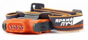Фонарь ЯРКИЙ ЛУЧ LH-030 "DROID" ОРАНЖЕВЫЙ налобный. 3 режима (5/30лм.SOS)