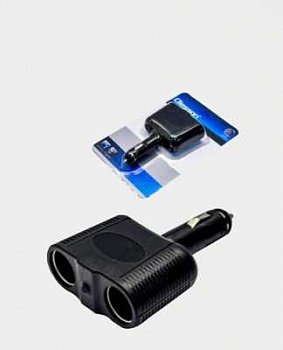 Разветвитель прикуривателя 1645 на 2 прикуривателя, 1 USB  (12V/24V) цвет: чёрный