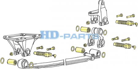 Палец рессоры Scania 36.9*166 (в к-те с установ. болтами, втулк. и уплот.кольцами)