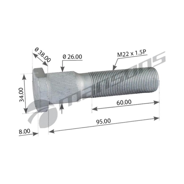 Шпилька колеса м22 l=95 GIGANT / KRONE