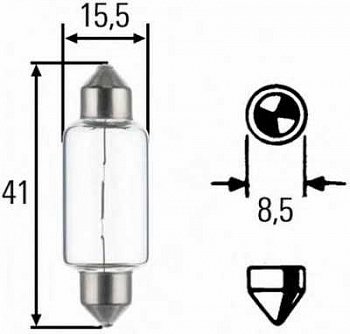 Лампа 24V15W C15W салона, подсветки номера  HELLA толстая