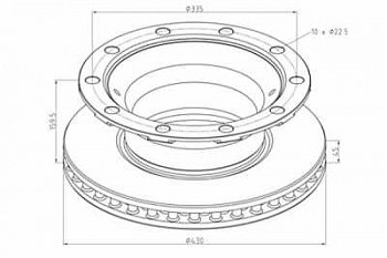 Диск тормозной 430x45x160 BPW
