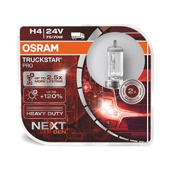 Лампа галоген 24V Н4 75/70W (виброустойчивая+увел.срок сл.+100%) Truckstar Pro (2шт.) DuoBox