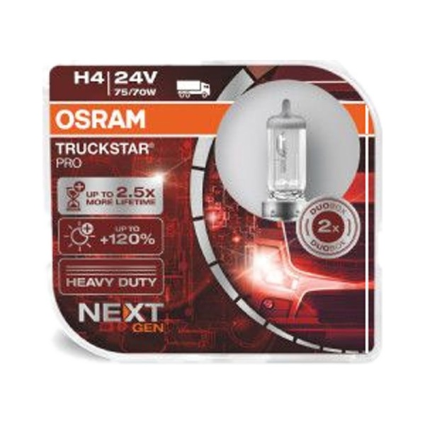 Лампа галоген 24V Н4 75/70W (виброустойчивая+увел.срок сл.+100%) Truckstar Pro (2шт.) DuoBox