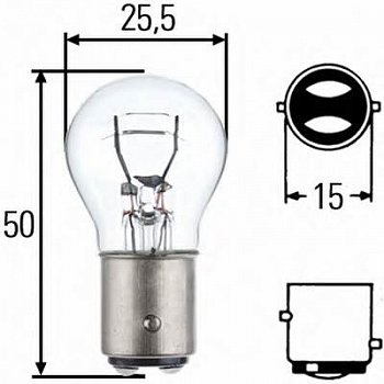 Лампа 24V21/5W P21/5W 2-х нитевая Hella