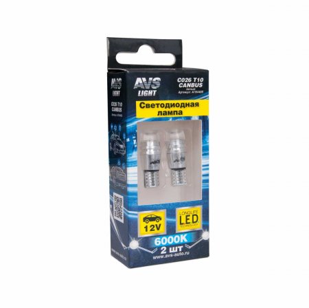 Светодиод Т10 12V С026 (W2.1х9,5D) 3W PSB блистер 2шт (белый)