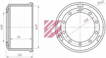 Барабан тормозной 420x207(200)x259 BPW