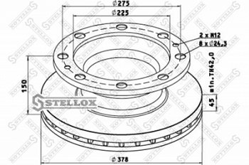 Диск тормозной 378x45x150 ROR