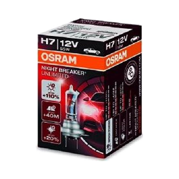 Лампа галоген 12V H7 55W OSRAM + 110% Night Breaker Unlim
