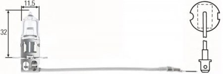 Лампа галоген 24V Н3 70W HELLA (с проводом)