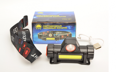 Фонарь налобный LED мини, яркий