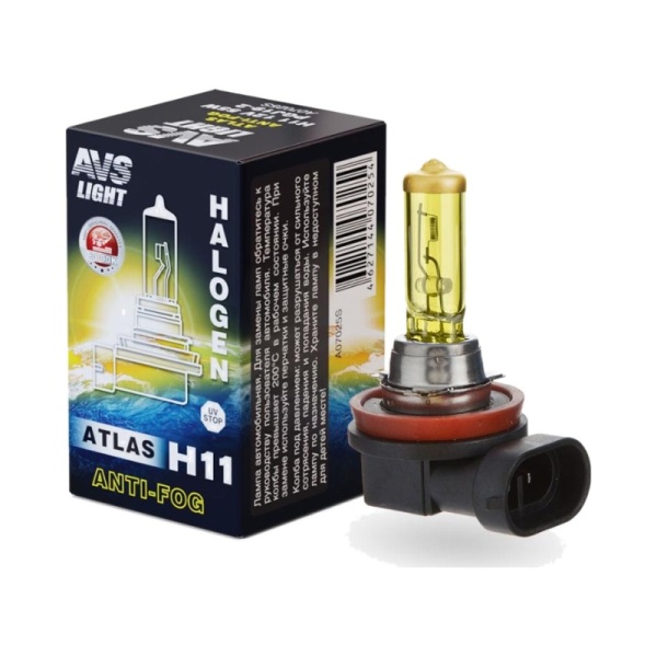 Лампа галоген 12V H11 55W Atlas желтый