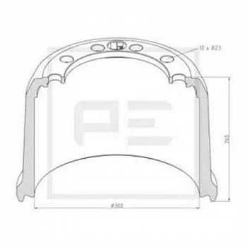 Барабан тормозной 300x209(200)x260 BPW