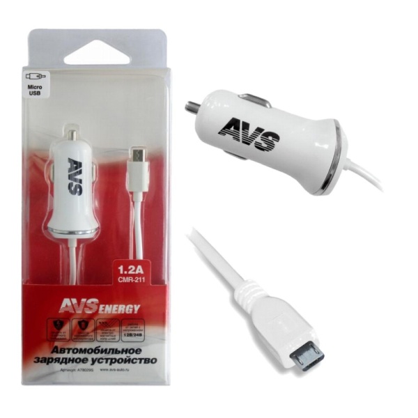 Разветвитель прикуривателя  USB AVS CMR-211 (1,2А)