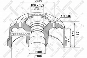 Барабан тормозной 308x171(130)x178 со ступицей MB