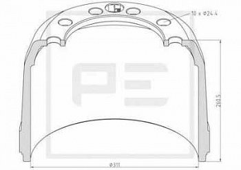 Барабан тормозной 311x200(190)x260 ROR