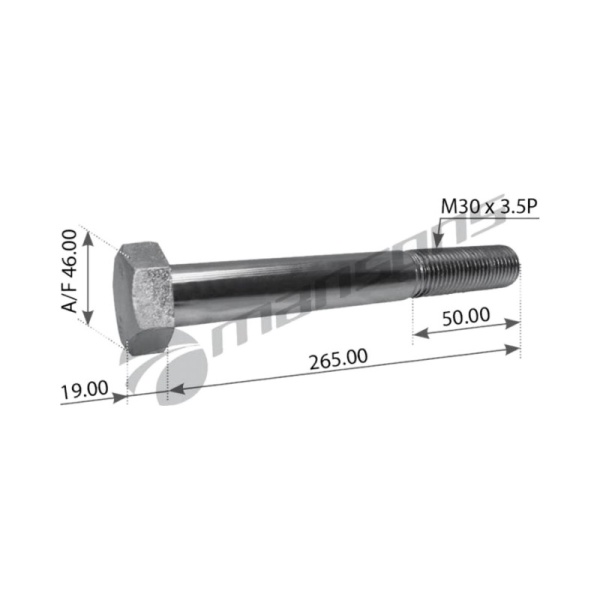 Болт M30x265x3.5 рессоры BPW