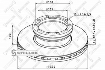 Диск тормозной 324x30x102 МАN
