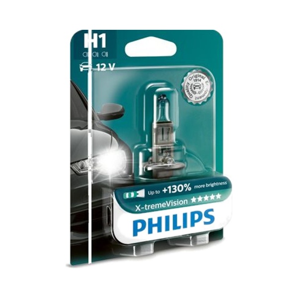 Лампа галоген 12V H1 55W + 130% PHILIPS X-tremeVision