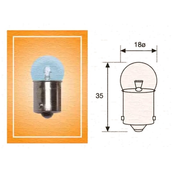 Лампа 12V R10W BA15S цокольная