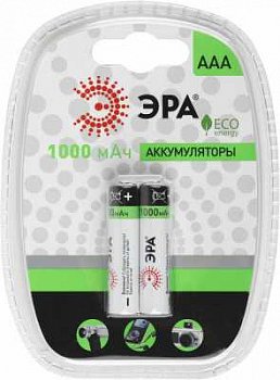 Батарейка ЭРА HR03-2BL AAA 1000mAh Ni-Mh аккумуляторы, (цена за 1 батарейку) листер 2 шт.