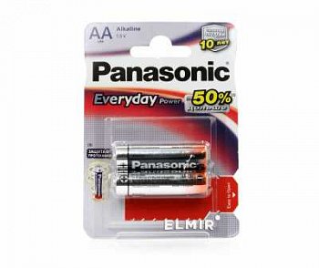 Батарейка щелочная PANASONIC LR6 (AA) Everyday Power (Standard) 1.5В (цена за 1 батарейку) бл/2