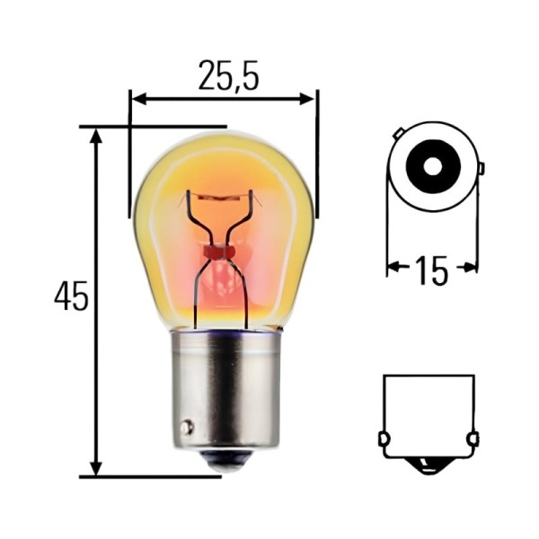 Лампа 24V PY21W 21W цокольная BAU15s оранжевая