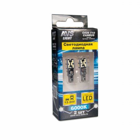 Светодиод Т10 12V C025 (W2.1x9.5D) CANBUS 24SMD 4014 12-24V