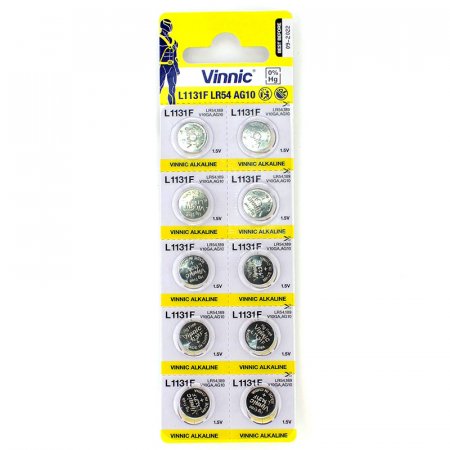 Батарейка щелочная VINNIC L 1131 (AG10,LR54,389) (цена за штуку) бл/10