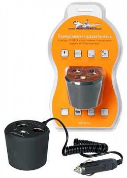 разветвитель прикуривателя ! 2гнезда, 5А + 2 USB