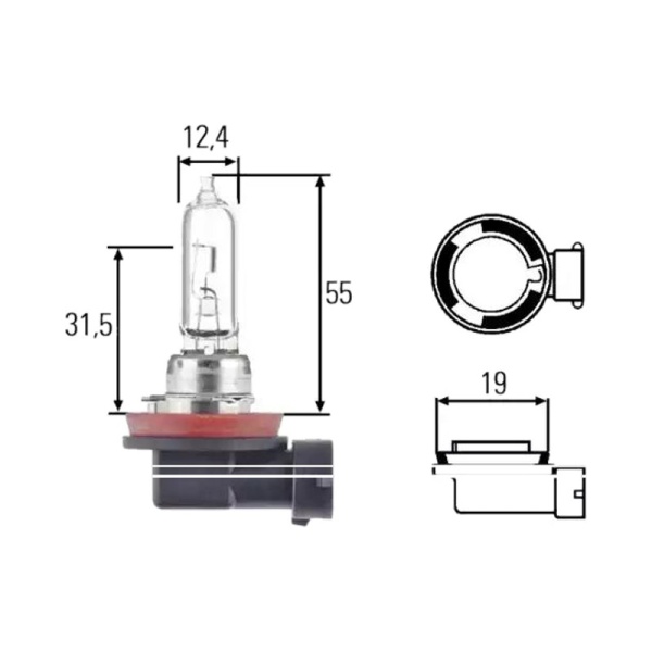 Лампа галоген 12V H9 65W HELLA