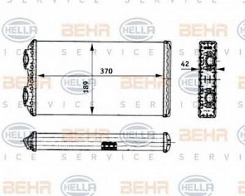 Радиатор отопителя. F2000 (94-), M2000 (95-05), примен. в том числе на МАЗ выход 45 град.