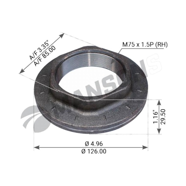 Гайка ступицы прав. M75*1.5 SW 85 INTEGRAL SAF
