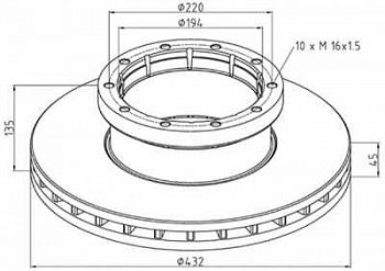 Диск тормозной 432x45x138 MB Setra